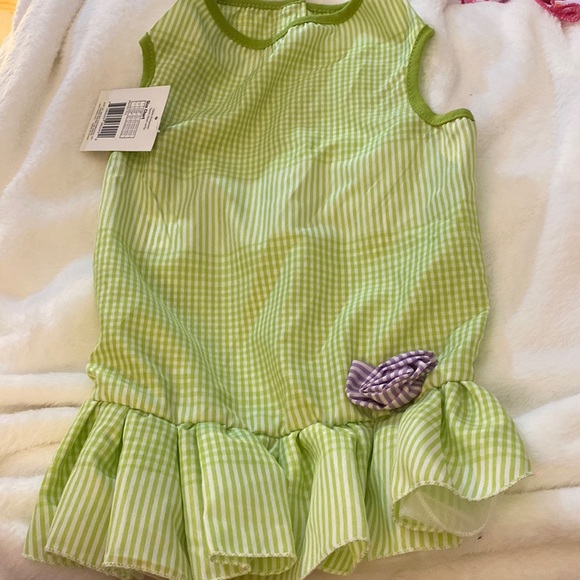 meijers Other - New very cute green plaid dress with a purple flower, purple and white flower